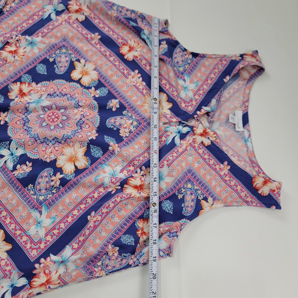 J. Jill‎ Handkerchief Tank Top Size Medium Petite Tie-Up Neckline Floral Paisley - Picture 7 of 8